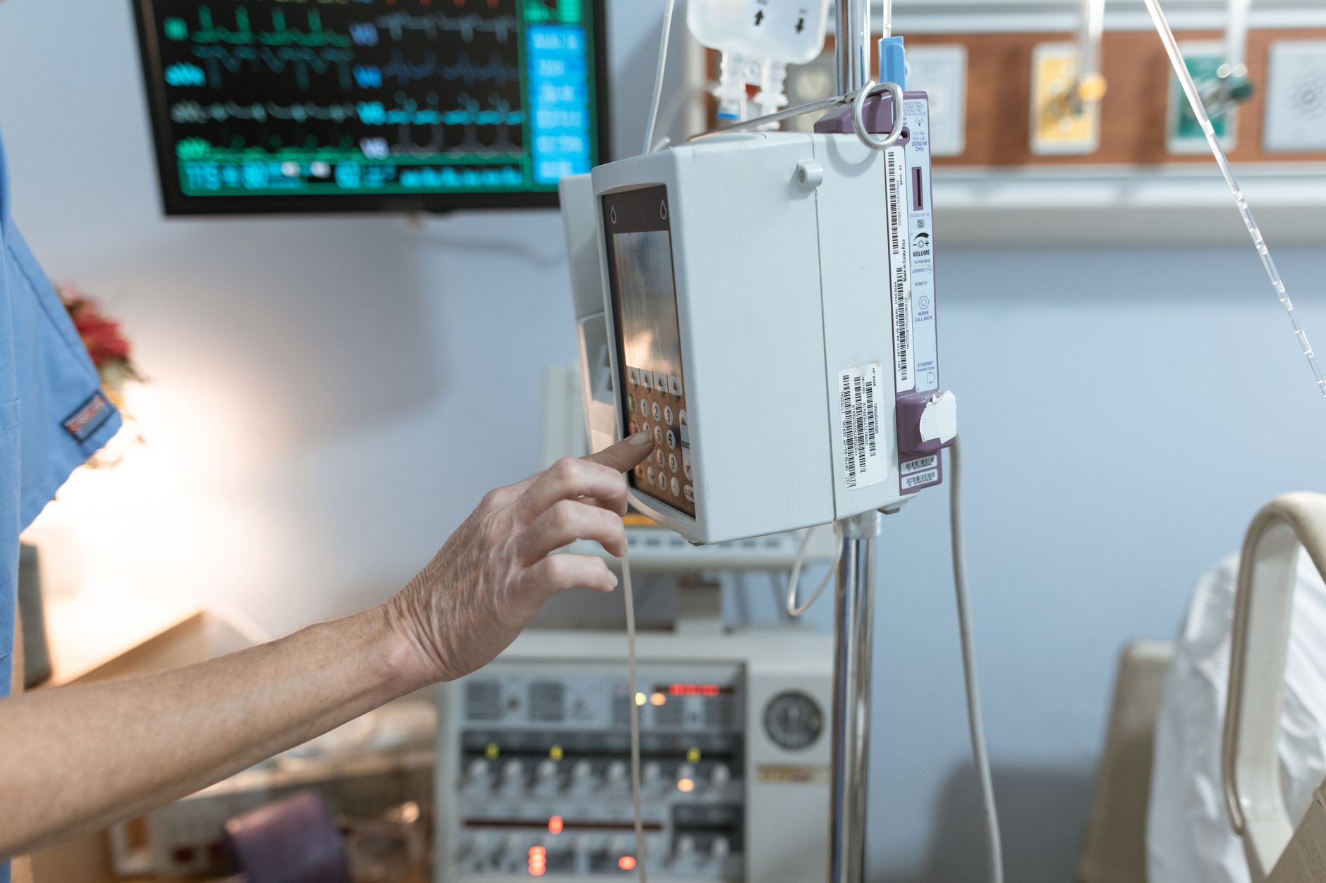 Monitoring equipment in a hospital room