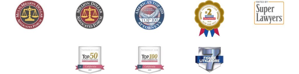 Awards and memberships: Multi-Million Dollar Advocates Forum, Million Dollar Advocates Forum, America’s Top 100 Attorneys, TopVerdict, Super Lawyers and 7 Figure Litigators
